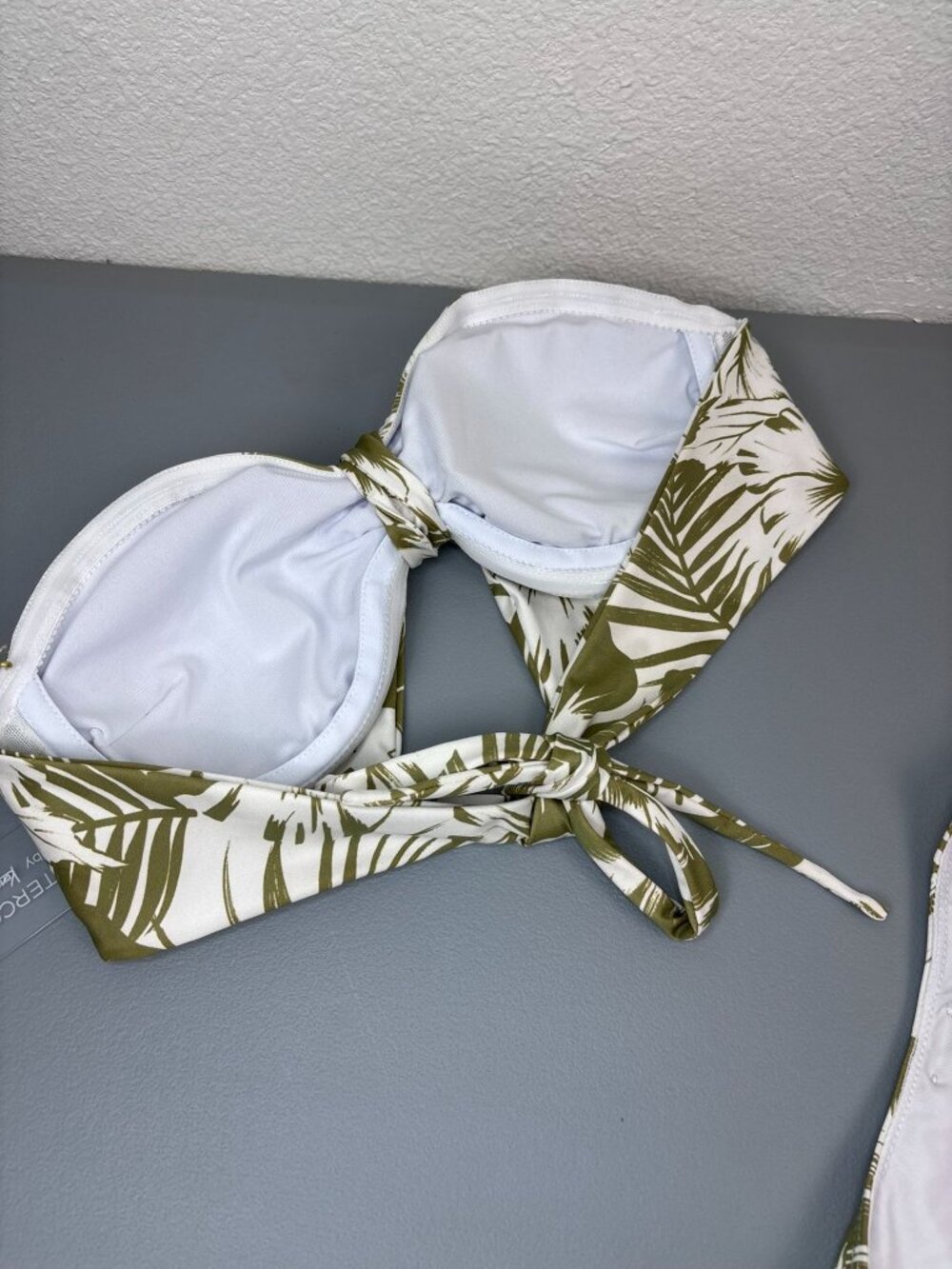 Watercolors by Kenny Flowers small green white tropical palm bandeau bikini set - Picture 4 of 6